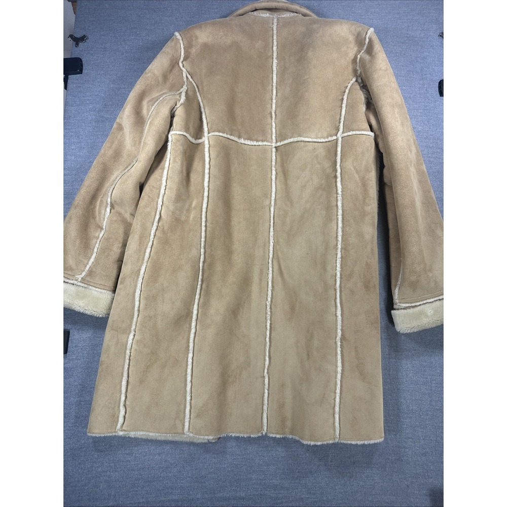 90s Vintage Route 66 Women's Suede/faux Beige Tan Jacket Small Penny Lane Coat - Picture 10 of 10